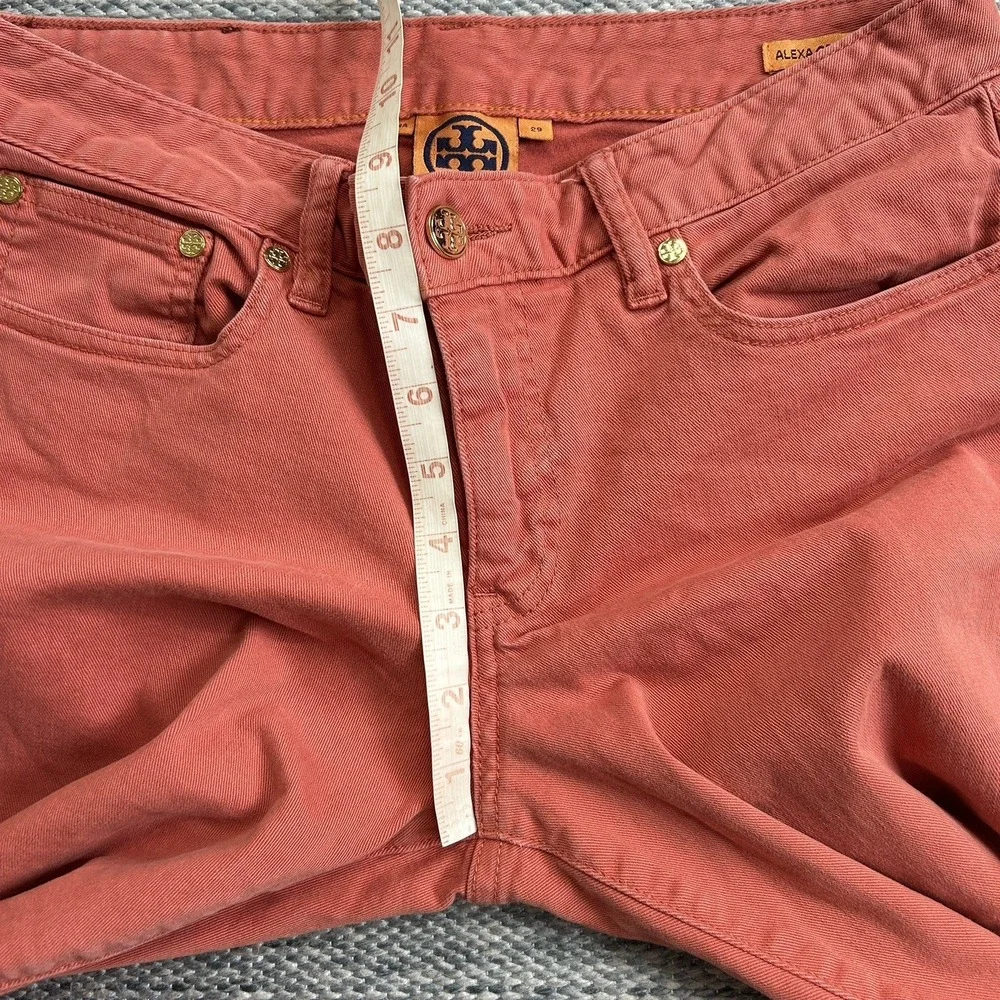 Tory Burch Alexa Crop Jeans Womens 29 32x25 Coral Orange Denim Stretch Pants - Picture 11 of 16